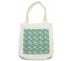 Lighthouse Sailing Boats Tote Bag