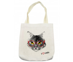 Nerd Cat with Glasses Tote Bag