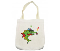 Crocodile Holding Guitar Tote Bag