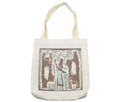 Woodcut Style Bears Man Tote Bag