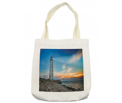 Lighthouse at Sunset Sea Tote Bag