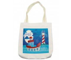 Nursery Ship Lighthouse Tote Bag