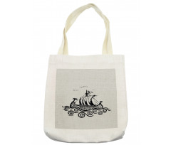 Ship with Whirlpool Waves Tote Bag