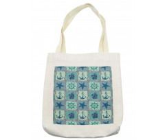 Ships Wheel Turquoise Tote Bag