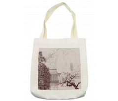 Sakura Trees and Mountain Tote Bag