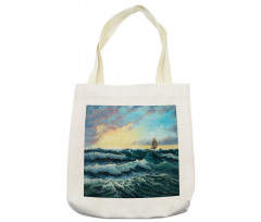 Ship in the Sea Painting Tote Bag