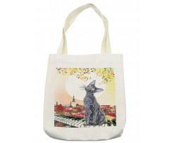 City Skyline Kitty Piano Tote Bag