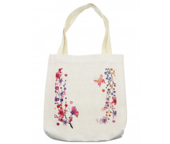 Floral Art and Butterfly Tote Bag