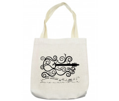 Retro Curls and Music Notes Tote Bag