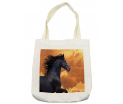 Galloping Friesian Horse Tote Bag