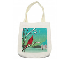 Bird on Snowy Branch Tote Bag