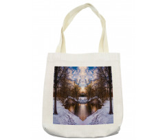 Snowy Winter Park Lake Tote Bag