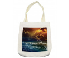 Ocean Wild Fire Waves Tote Bag