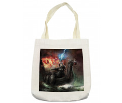 Vikings Boat Stormy Sea Tote Bag