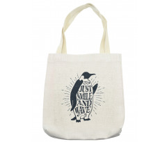 Penguin and Words Tote Bag