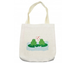 Cartoon 2 Frogs in Romance Tote Bag