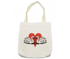 Couple Swans Lake Hearts Art Tote Bag