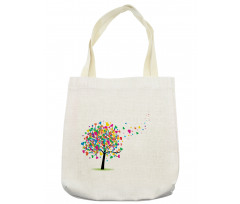 Colorful Hearts Leaves Trees Tote Bag