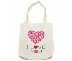 Kisses Lipsticks Lettering Tote Bag