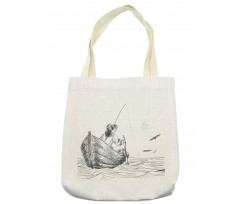 Fisherman on Boat Sketch Tote Bag