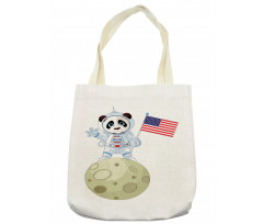 Astronaut on Moon Cartoon Tote Bag