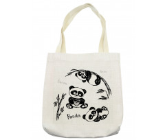 Hand Drawn Panda Poses Tote Bag