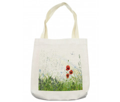 Red Poppies Dragonfly Tote Bag