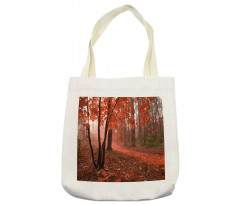 Misty Forest Leaves Orange Tote Bag