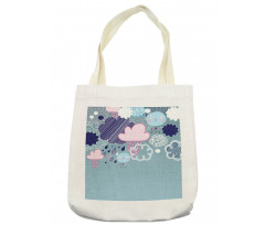 Cartoon Rain Smiley Faces Tote Bag