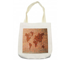 World Map on Brick Wall Tote Bag