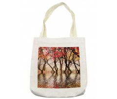 Fall Season River with Trees Tote Bag