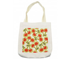 Cherry and Leaves Pattern Tote Bag