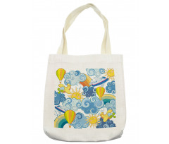 Sun Airplanes and Balloons Tote Bag