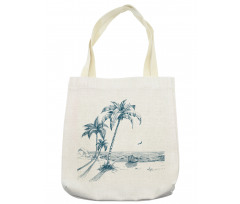 Palm Tree Boat Sketch Tote Bag