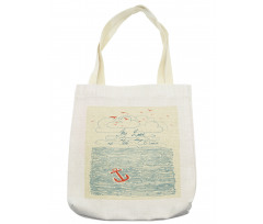 Birds and Waves Message Tote Bag