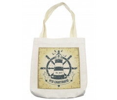 Ship Helm Wheel Retro Tote Bag