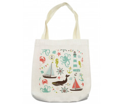 Pastel Marine Elements Tote Bag