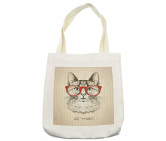 Cat with Retro Glasses Tote Bag