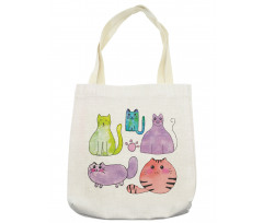 Cats in Watercolor Style Tote Bag