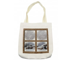 Rustic Snowy Woodsy Frame Tote Bag