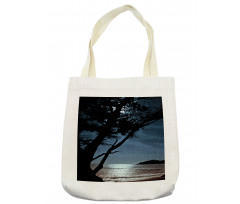 Night Tree Silhouette Sea Tote Bag