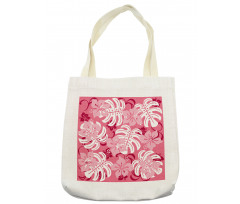 Monstera Leaves Blossoms Tote Bag