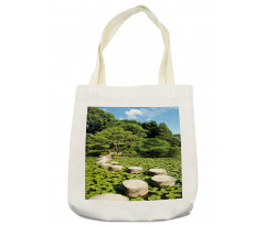 Japanese Stone Path Lotus Tote Bag