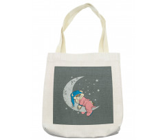 Baby Sleeping on the Moon Tote Bag