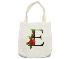 Alphabet Red Blooms Tote Bag