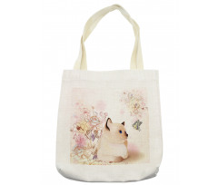 Pastel Kitty and Butterflies Tote Bag