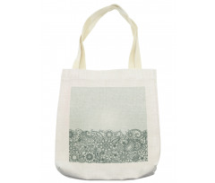 Outline Wildflowers and Leaves Tote Bag