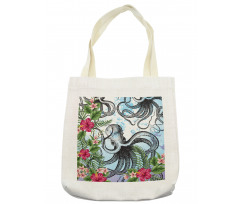 Tropic Hibiscus and Octopus Tote Bag