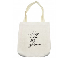 Hugging Grandma Calligraphy Tote Bag