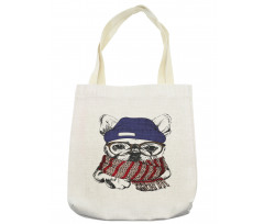 Cozy Hipster Winter Dog Tote Bag